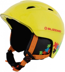 BLIZZARD BLIZZARD Demon ski helmet junior, neon yellow/colorfull puzzles