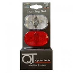 Světlo blikací přední a zadní QT Cycle Tech 3-diody, červené a bílé