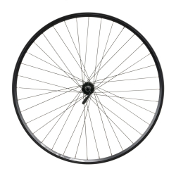 Výplet 622/28" přední, ráfek dvoustěnný černý disk, náboj Shimano RU centerlock 32 děr