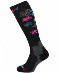 lyžařské ponožky BLIZZARD Viva Flowers ski socks, black/flowers