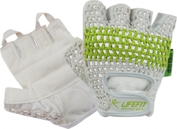 Fitness rukavice LIFEFIT FIT, vel. M, bílo-zelené