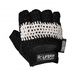 Fitness rukavice LIFEFIT KNIT, vel. L, černo-bílé