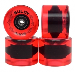 Kolečka Penny board RED TRANSPARENT 60 x 45mm 85A, sada 4ks, s ložisky