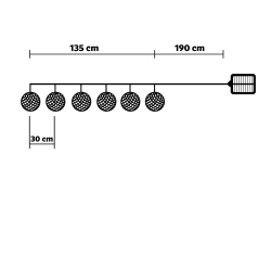 Solární světelný LED řetěz, 6 luceren, teplá bílá SL-1013