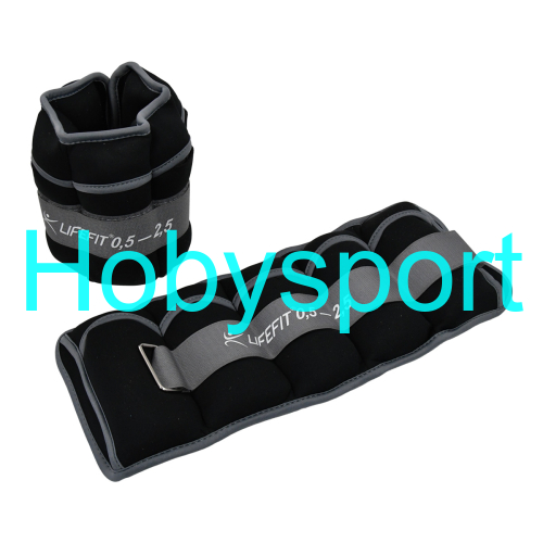 Neoprenová zátěž LIFEFIT® kotník/zápěstí S2 2x0,5-2,5kg, nastavitelná, černá